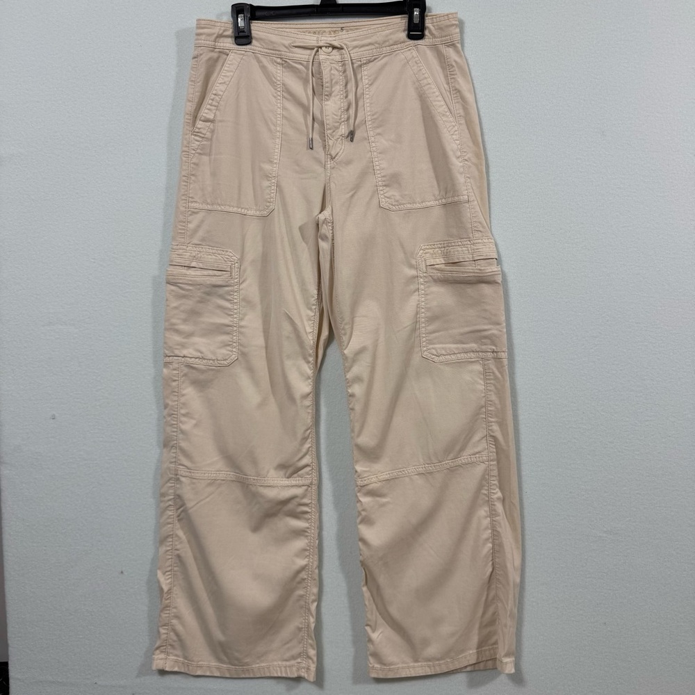 American Eagle Stretch Wide Leg Baggy Cream Cargo Pants Sz 10 30W